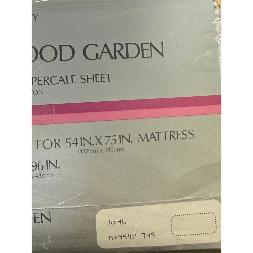 Vintage 70s Garden Full Sheet Set Flat Fitted Percale Floral Perma Prest Cottage